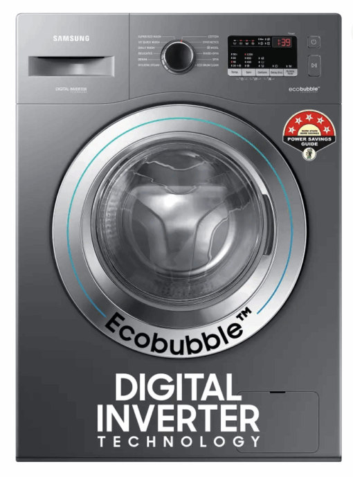 SAMSUNG 7 kg 5 star, EcoBubble Technology, Hygiene Steam Digital Inverter Fully Automatic Front Load Washing Machine with In-built Heater Grey  (WW70R22EK0X/TL)